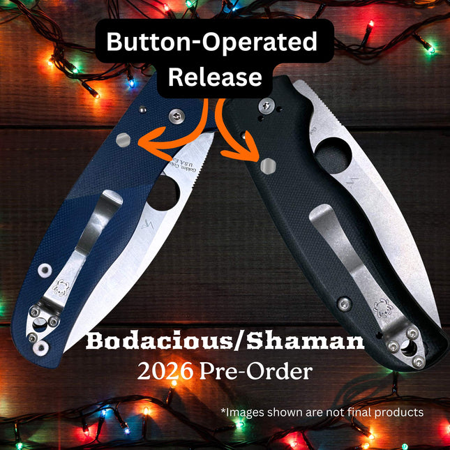 Day 12 – 2026 Titanium Pre - Order Deposit: Spyderco Shaman & Bodacious Button Release Upgrade - Original GOAT